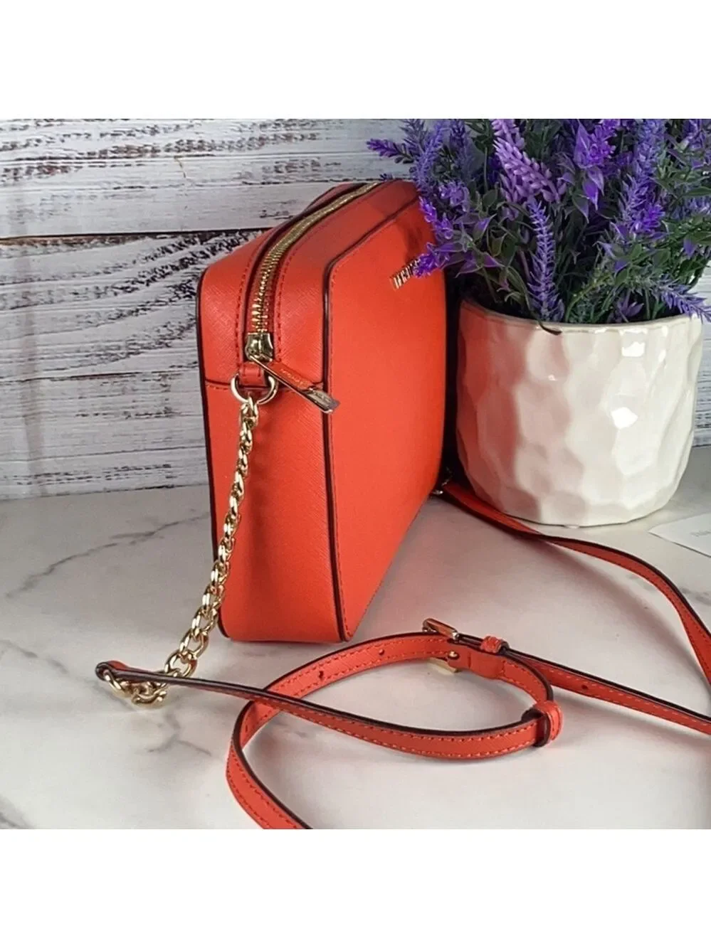Michael Kors crossbody bag red orange summer small purse GUC‎